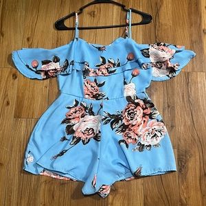Blue floral romper